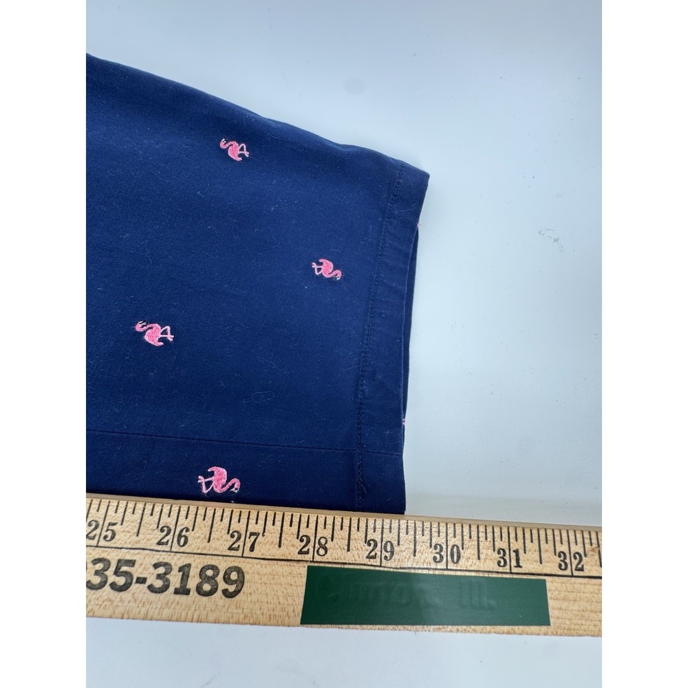 Talbots Relaxed Chino Pants Navy Blue Pink Flamingo Embroidered Women's Size 20W - Picture 7 of 7